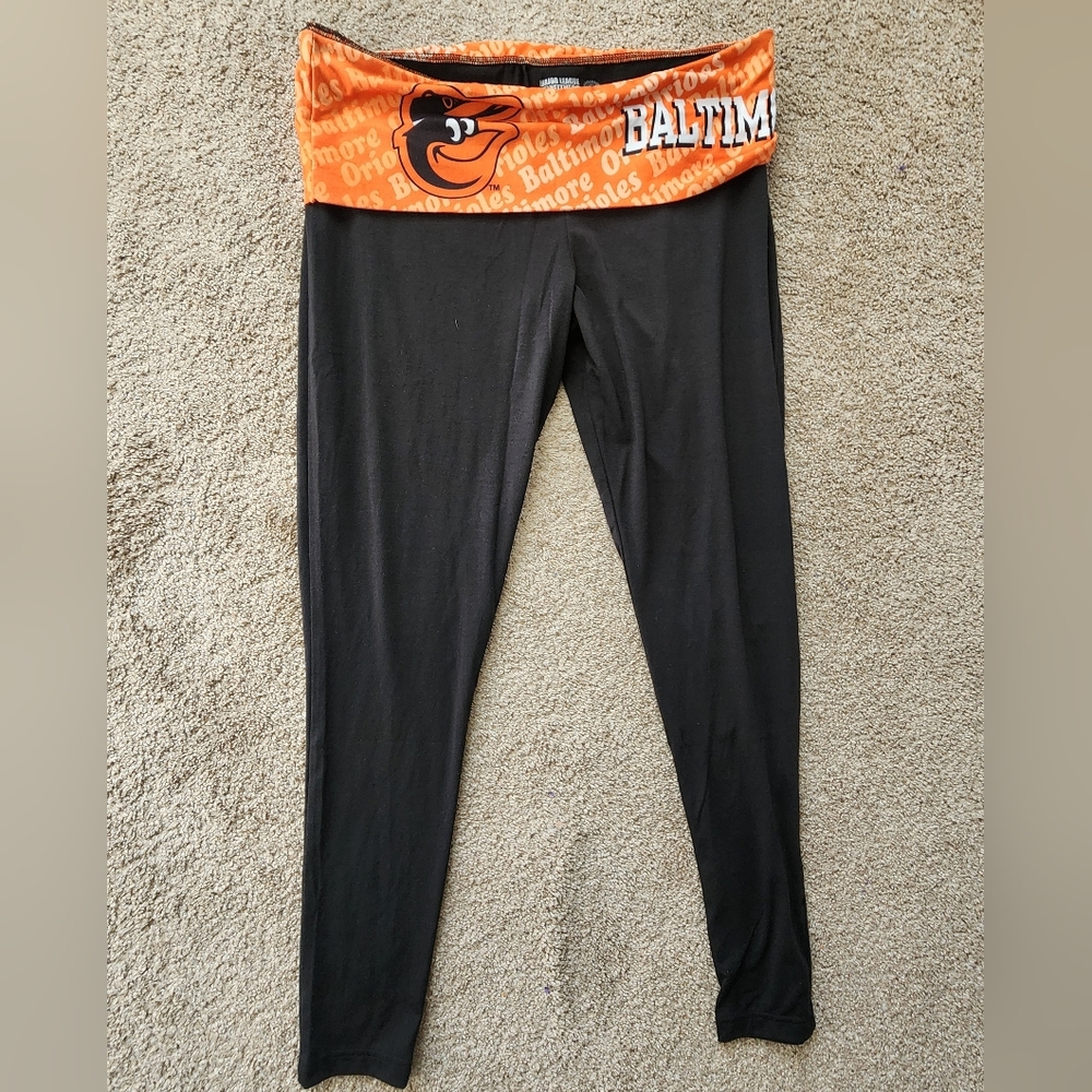 Baltimore Orioles Black & Orange Fold-Over Waistband Leggings BRAND NEW W TAGS!